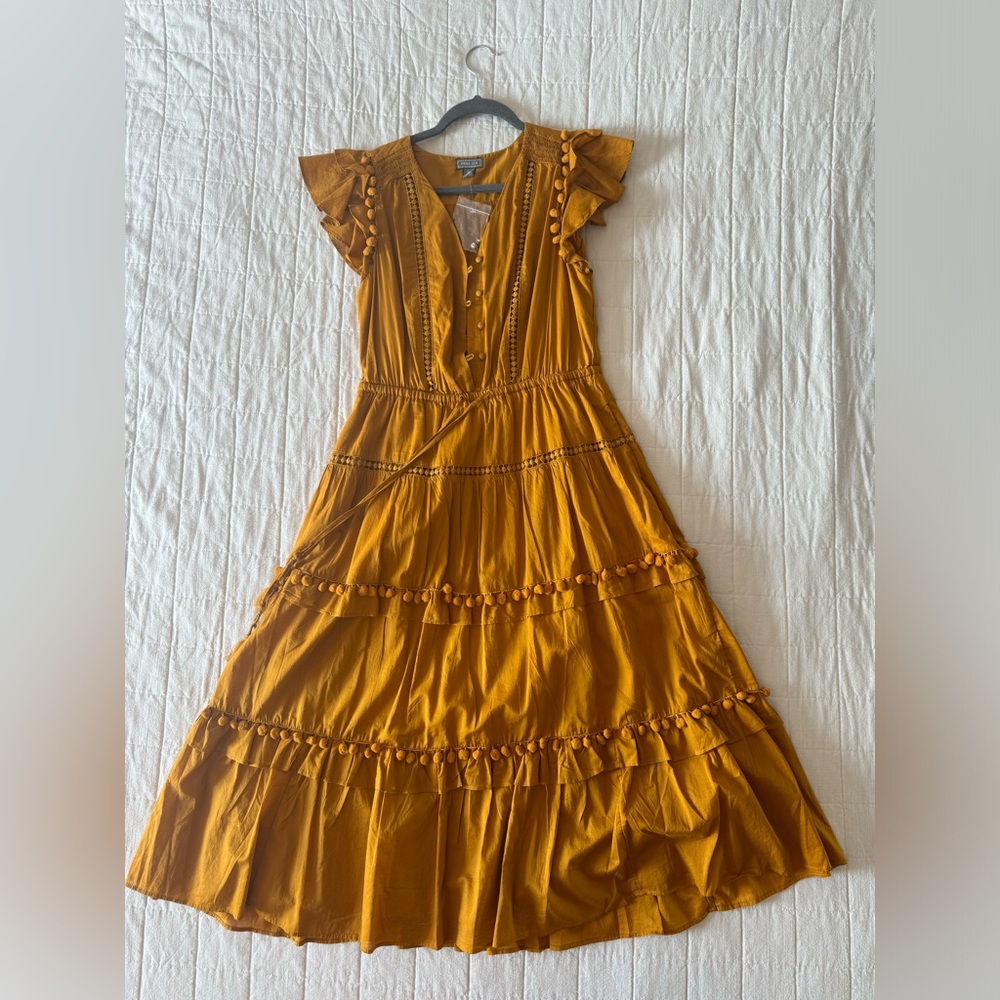 NWT J.Crew “Point Sur” golden boho pom dress